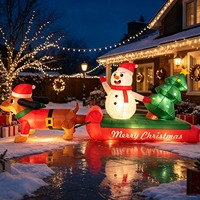 LED-beleuchteter Aufblasbarer Dackel mit Schlitten, Schneemann & Weihnachtsbaum, Wasserdichte Außendekoration, Weihnachtliche Gartendekoration