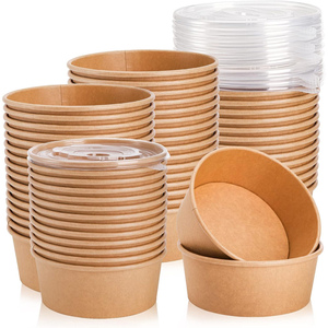 Vaso de Papel Desechable Cuadrado/Redondo, Resistente al Calor, Impermeable, con Impresión de Logotipo Personalizado, para Ensaladas y Poke Bowl, con Tapa de PE - Product Image 1