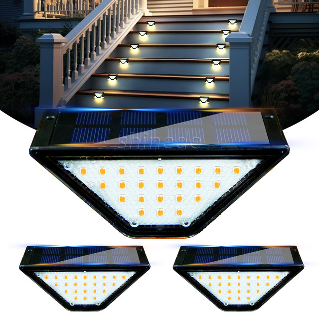 Outdoor LED Solar Step Light  Stair Lights Triangle Solar Deck Lamp Waterproof IP65 Super Bright Decoration Lights Yard Patio