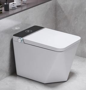 Articles sanitaires de luxe : WC intelligent avec bidet intégré, allongé, à évacuation en S, à poser au sol, télécommande, céramique noire mate - Product Image 2