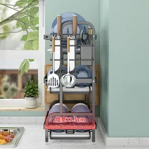 Égouttoir à vaisselle grande capacité en acier inoxydable à 3 niveaux, réglable et étanche, pour rangement de plats de cuisine - Product Image 5