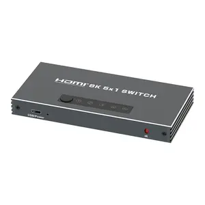 Oem Odm Grey 5 In 1 Uit Hdmi 2.0 Schakelaar 5X1 Switcher Metalen Case 8K Hdmi Switch Zowel Zakelijk Als Plezier