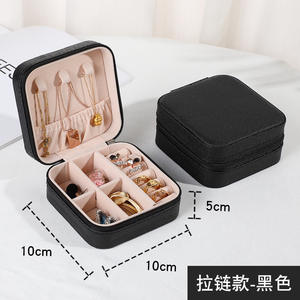 Hot Sale Portable Zipper Jewelry Storage Box Leather Material Storage Box Suitable for <b>Earrings</b> Necklaces Pendants Rings - <b>Cheap</b> - Product Image 5