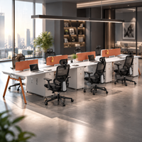 Poste de travail de bureau modulaire pour 8 personnes avec cloison de séparation et chaise ergonomique en maille – Mobilier de bureau commercial