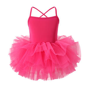 Vestido tutú de niña, traje de baile de Ballet de Color sólido, leotardo de Ballet de rendimiento de malla de princesa para niñas - Product Image 3