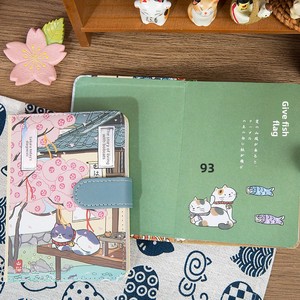 Cuaderno con Cierre Magnético de la Serie Mountain Cat Tale, Diseño de Flor de Cerezo Japonés, Minimalista, Básico, para Estudiantes, Papelería - Product Image 4
