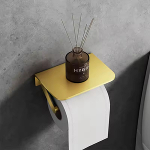 Portarotolo HONGDEC in Acciaio Inox 304 Oro Spazzolato, Portasciugamani con Mensola per Cellulare, Montaggio a Parete per Progetti Alberghieri - Product Image 4