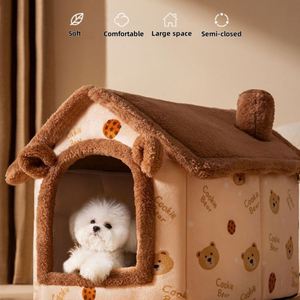 Cama para Mascotas con Diseño de Casa de Osito, con Forro Polar Ártico y Relleno de Poliéster, Acolchado de Esponja Suave, Cama de Moda con Diseño de Dibujos Animados para Perros y Gatos - Product Image 3