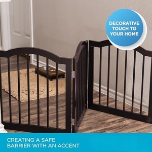 Barrière pour animaux de compagnie en bois, portable, extra large, 3 panneaux, 24 pouces de hauteur, autoportante, pour chiens ou chats - Product Image 4