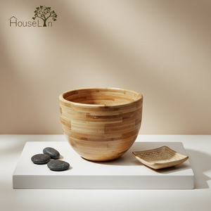 Ciotola da impasto HouseLin in legno massello lucidato, utensile da cucina moderno, ciotola grande personalizzata per impastatrice da chef - Product Image 1