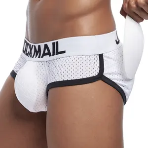 JOCKMAIL ice silk meshPush-up cup men underwear detachable padded buttocks Boxer briefs Fake ass filled underpants