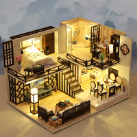 Kit de casa de muñecas en miniatura DIY al por mayor, kit de casa en miniatura, apartamento tipo loft chino, sujetalibros, mini adorno de escritorio