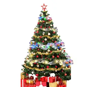发光二极管5m双层仙女灯串圣诞丝带蝴蝶结带发光二极管圣诞树摆件新年纳维达家居装饰