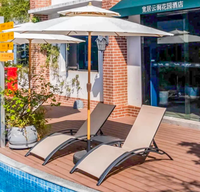 Ensemble de 2 chaises longues d'extérieur modernes réglables en aluminium, résistantes aux intempéries, pour piscine, terrasse, pelouse, jardin