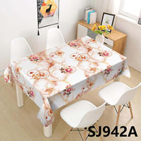 Nappe en PVC Imprimée Motif Floral Effet Marbre, Imperméable et Anti-Taches, pour Maison, Restaurant, Mariage, Fête, Banquet - Offre Spéciale