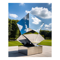 Sculpture de cubes polis en acier inoxydable, grande statue abstraite de jardin en acier inoxydable