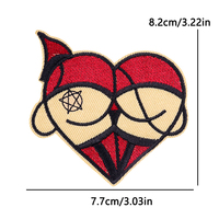 Patch Bordir Rock Punk Gothic Custom, Patch Setrika untuk Pakaian, Aplikasi Hati Aneh Merah Hitam, Kerangka, Mawar, Lencana