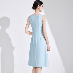 Vestido Maxi Primavera 2025 Estilo Vintage para Mujer, Cuello con Volantes Asimétrico, Versátil, Camiseta Corta, Talla Única, Color Sólido, Chifón Natural - Product Image 6