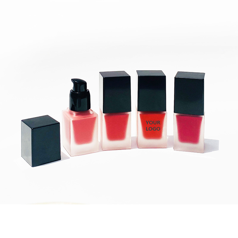 Частная этикетка логотип 4 вида цветов трубки веганских материалов жидкие румяна женские уход за кожей лица, косметический блеск для губ, губной блеск с водонепроницаемые румяна
