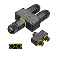 Conector de alimentación impermeable 2 P 3 pines IP68 tipo Y conector rápido sin tornillos de 3 vías para cámara de seguridad cableado de jardín paneles solares