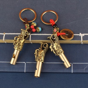 Porte-clés <span class=keywords><strong>sifflet</strong></span> en laiton en forme de dragon Dingtong, pendentif tendance chinois rétro, décoration de porte-clés de voiture pour hommes et femmes - Product Image 2