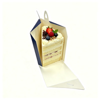 Boîte à gâteau triangulaire en papier d'art en gros avec gaufrage pour tranches de gâteau, pâtisseries et desserts - Conception personnalisée recyclable