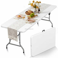 Table pliante de pique-nique de 8 pieds, table de camping portable avec poignée et verrous de sécurité, table pliable en plastique pour le camping