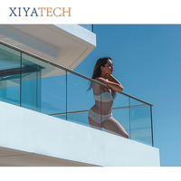 XIYATECH Appartement Balcon système de pont en double verre trempé Base en forme de U creux pince en aluminium garde-corps en verre fixe