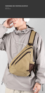 New Vintage <b>Canvas</b> <b>Bag</b> Men <b>Large</b>-capacity Waterdrop Chest <b>Bag</b> Stylish Versatile Single-shoulder Crossbody <b>Bag</b> - Product Image 6