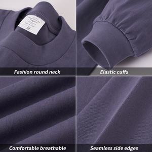 260gms poids lourd surdimensionné pur coton t-shirts blanc à manches longues t-shirt entraînement hommes chemise en coton - Product Image 6