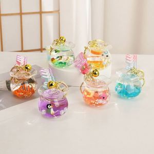 Llavero Líquido Creativo y Adorable de Acrílico con Forma de Pez, Impresión UV, Ecológico, con Diseño de Pez Oceánico Flotante en Arena Movediza - Product Image 1