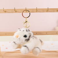 Petit porte-clés tigre en peluche de petite taille Animal réaliste mignon tigre blanc en peluche sac à dos pendentif