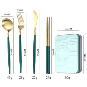 Ensembles de couverts pliables en acier inoxydable d'ustensiles de voyage détachables pour le pique-nique - Product Image 2