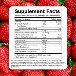 Tabletas Efervescentes <span class=keywords><strong>de</strong></span> Glutatión Natural OEM/ODM Más Vendidas, Suplemento para Adultos con Vitaminas C, E y <span class=keywords><strong>Ácido</strong></span> <span class=keywords><strong>Hialurónico</strong></span> - Product Image 2