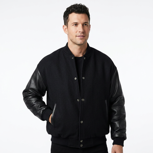 Custom Varsity College Baseball <b>Jacket</b> Men'<b>s</b> Wool Body Leather Sleeves Letterman Streetwear Breathable Winter Embroidered OEM - Product Image 1