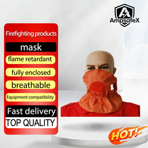 Masque de protection pour pompiers rouge avec protection du cou, en caoutchouc durable, pour les incendies de classe A et B - Product Image 4
