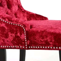 Meubles de salle à manger chaise en velours boutons tuftés pieds en bois chaises de salle à manger avec anneau en or chaise d'appoint pour la maison dossier haut