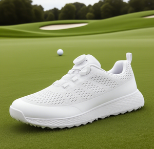 <span class=keywords><strong>Chaussures</strong></span> <span class=keywords><strong>de</strong></span> <span class=keywords><strong>golf</strong></span> respirantes confortables pour hommes avec bouton <span class=keywords><strong>de</strong></span> clou fixe supérieur en maille et design sportif antidérapant prix d'usine - Product Image 1