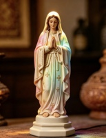 Statue de la Vierge de Guadalupe en résine lumineuse LED, figurine artisanale avec base, décoration religieuse catholique artistique, décoration mexicaine pour la maison, symbole d'amour féerique