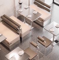 Mobilier d'hôtel commercial de cantine de chaise d'acier inoxydable de style industriel pour la combinaison de table et de chaise de salle à manger de restaurant