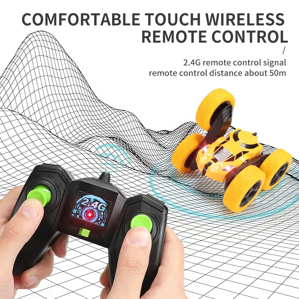2.4G डबल-पक्षीय स्टंट कार 360-डिग्री रोटेशन Tumbling उच्च-गति कार रोशनी बच्चों के रिमोट नियंत्रण कार खिलौना बिजली 4g