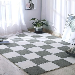 Alfombra de Piso Encajable Cuadrada de Color Sólido, Fibra de Poliéster Resistente a las Manchas, para Uso Doméstico, Sala de Estar, Dormitorio, Estudio - Product Image 2
