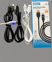 Kabel USB Type C Pengisian Daya Super Cepat 120W 6A Dengan Lampu Indikator LED, TPE Lembut 1M, Kabel Transfer Data