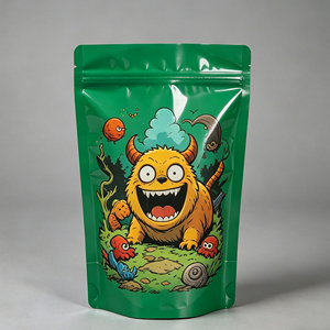 Cartoon Monster Design Gravure Printed Mylar Bags 3.5g-28g Multi-Size Stand Zipper <b>Pouches</b> Recyclable Food Grade Smell Proof - Product Image 6