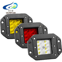 Lampe de travail LED LELANPU rouge, blanc, jaune, 12V 24V, faisceau spot et large, 24W, 5 pouces, pour SUV, VTT, camions, véhicules tout-terrain