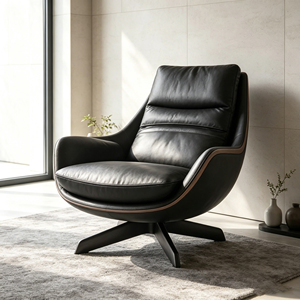 <span class=keywords><strong>Fauteuil</strong></span> pivotant en cuir, design moderne avec cadre incurvé, <span class=keywords><strong>fauteuil</strong></span> <span class=keywords><strong>relax</strong></span> individuel <span class=keywords><strong>pour</strong></span> salon, chambre ou coin détente - Product Image 4