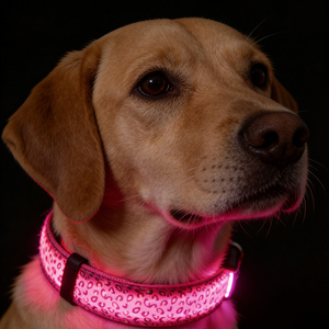 Ayarlanabilir Naylon LED Köpek Tasması Işıklı Leopar Desenli Parlayan Işıklar Elektronik Evcil Hayvan Tasmaları Gece Güvenliği El Feneri LED Tasmalar - Product Image 1