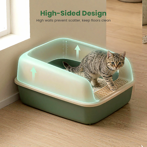 Lettiera <span class=keywords><strong>per</strong></span> Gatti Aperta con Bordi Alti, Protezione Antischizzo, Paletta Inclusa, Vassoio in Plastica Facile da Pulire <span class=keywords><strong>per</strong></span> Gatti Grandi - Product Image 2