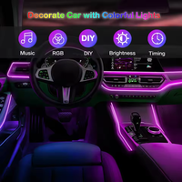 Bande lumineuse LED pour l'intérieur de la voiture, lumière d'ambiance colorée en fibre optique, kits de lumière néon, contrôle par application, lampes décoratives automobiles, bande RGB