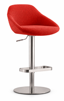 Tabouret de bar moderne en tissu rouge réglable avec base pivotante en acier inoxydable pour cuisine et café